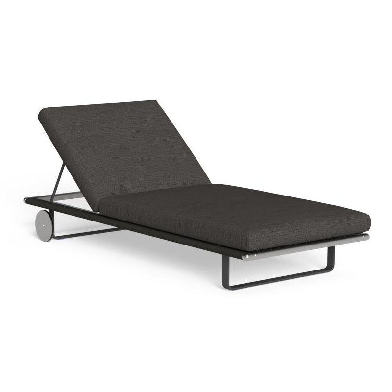 GEORGE - Recliner fabric sun lounger with castors