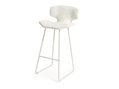 ALBATROS - High powder coated aluminium and leather stool by Visionnaire