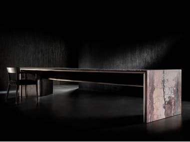 ALTER EGO - Rectangular metal and stone table by Henge