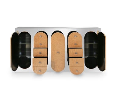 CLAIRE - Rectangular stainless steel console table with drawers by Essential Home