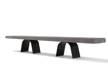 DESCO - Wooden bench with metal base by Amura