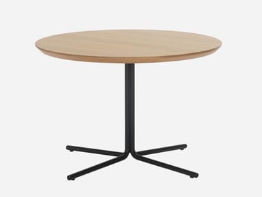 MOON - Round oak coffee table with 4-star base by Inclass