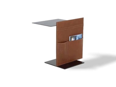 NOTE - Painted metal side table with integrated magazine rack by Lema