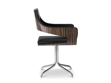 SILHOUETTE - Trestle-based leather chair with armrests by I 4 Mariani