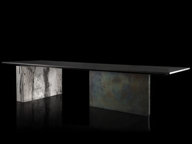 TED - Rectangular steel and stone table by Henge