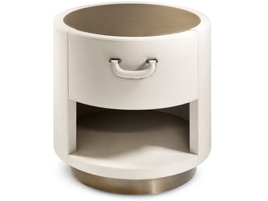 VALENTINO - Round leather bedside table by Cantori
