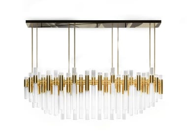 WATERFALL RECTANGULAR - Brass pendant lamp by Luxxu