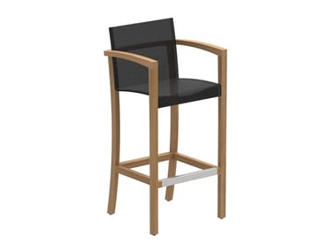 XQI - High teak garden stool with footrest by Royal Botania