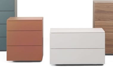 FLORENS - Wooden bedside table with drawers by Lema