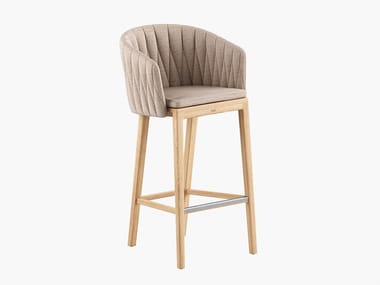 CALYPSO - High fabric and teak stool by Royal Botania