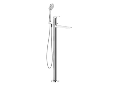RILIEVO - Floor standing brass bathtub mixer with hand shower by Gessi