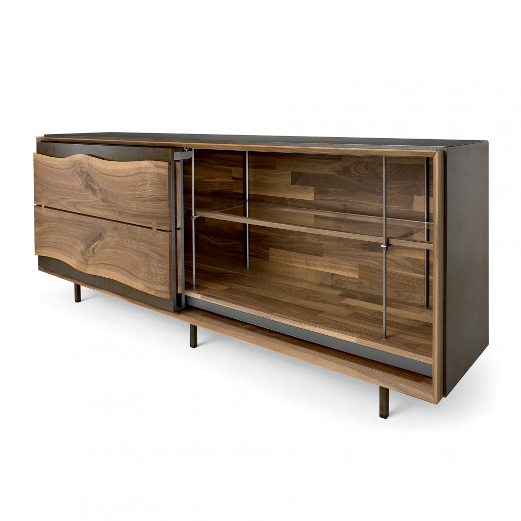 Leonardo L417N/220 - Walnut Sideboard With Sliding Doors by Arte Brotto