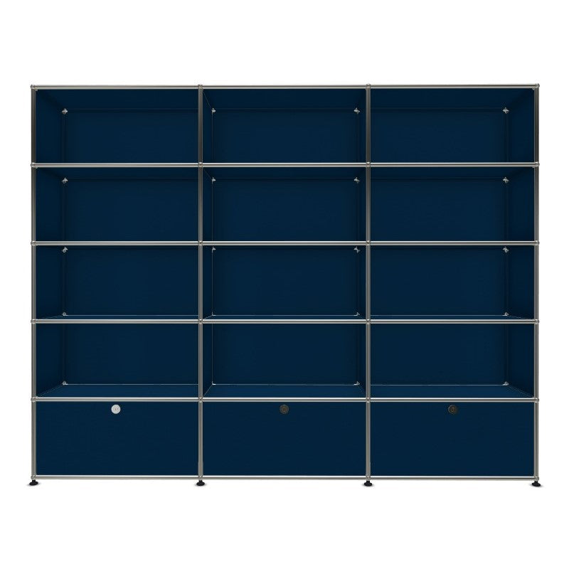 3x5 Module System with 3 bottom doors [W(750+750+750)XD350xH(350+350+350+350+350)] by Usm #Steel Blue [RAL 5011]