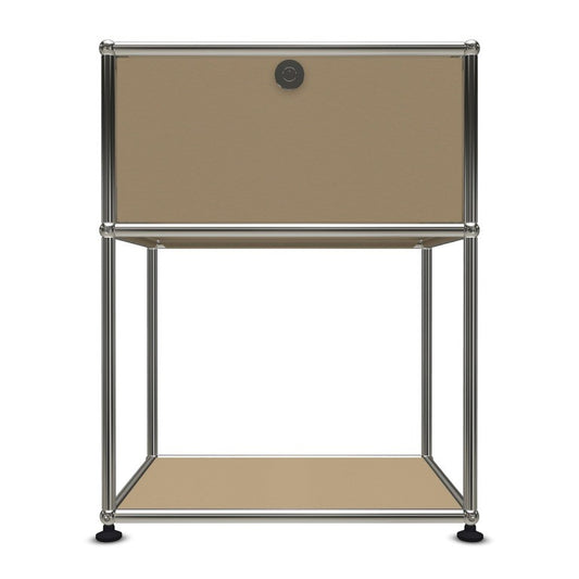 1x2 Modular Metal Sideboard with 1 top door & 1 pannel [W500XD350XH(395+250)] by Usm #USM Beige