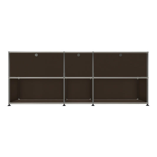 3x2 Modular Metal Sideboard with 3 top doors [W(750+395+750)XD350XH(350+350)] by Usm #USM Brown