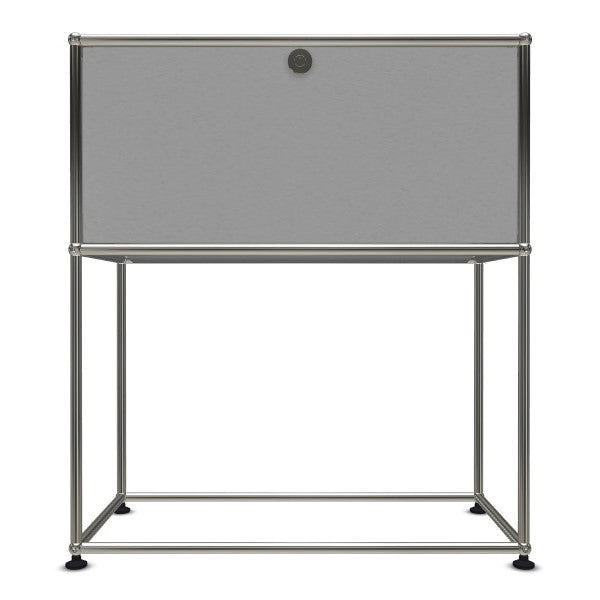 1x2 Modular Metal Sideboard with 1 top door & 0 pannel [W750XD350XH(500+350)] by Usm #USM Matte Silver