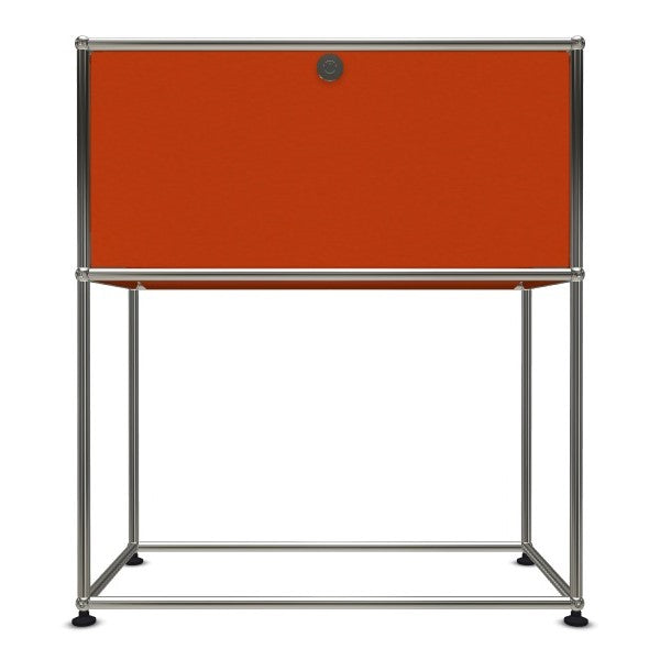 1x2 Modular Metal Sideboard with 1 top door & 0 pannel [W750XD350XH(500+350)] by Usm #Pure Orange [RAL 2004]