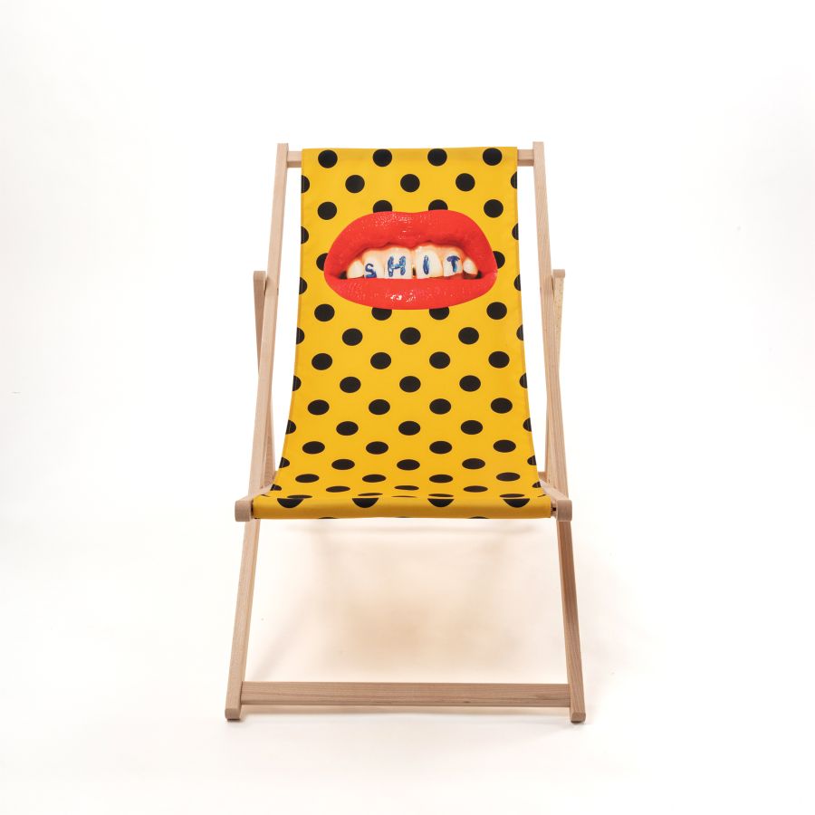 beech wood Deck Chair Shit by Seletti