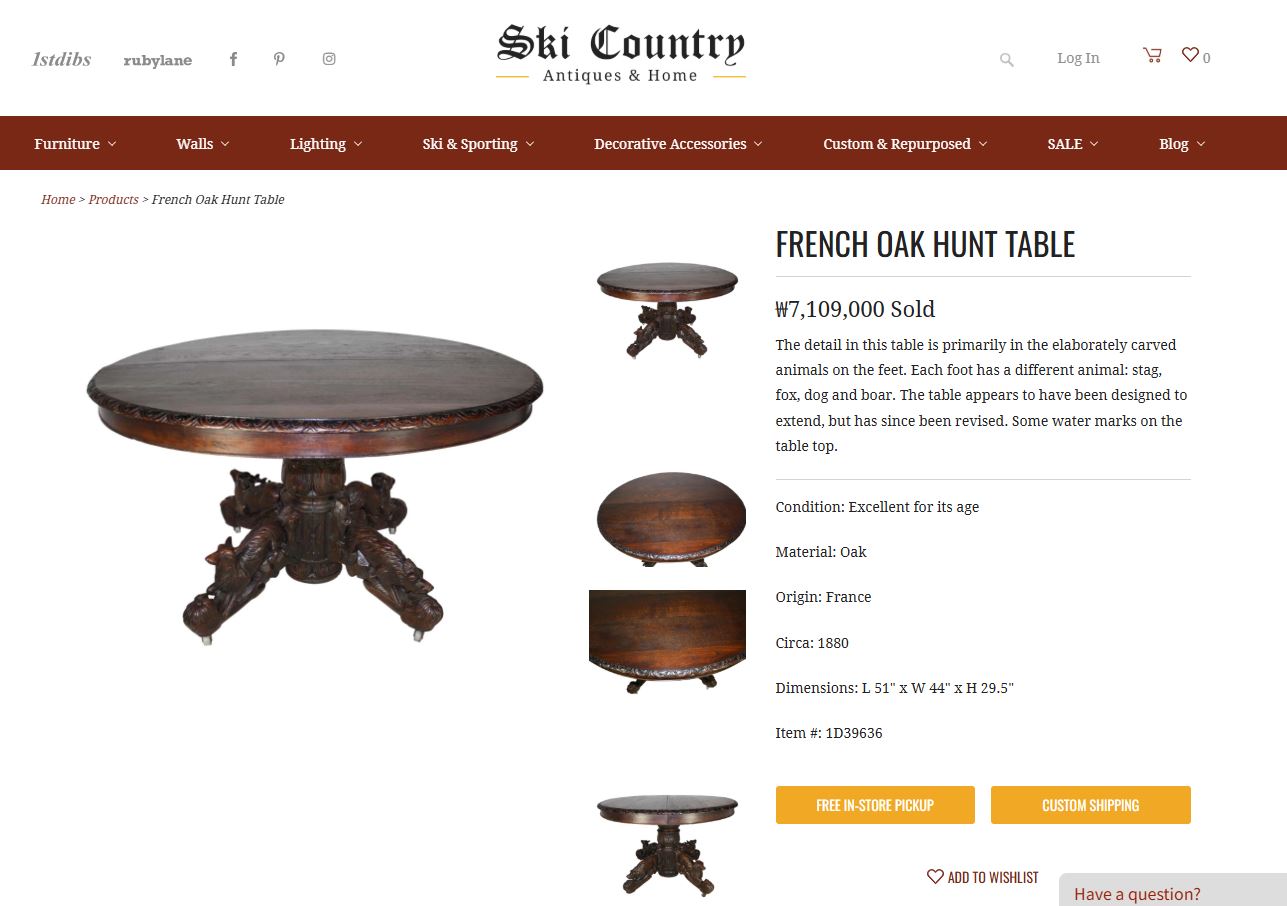 [국내재고] (빈티지) French Oak Hunt Table