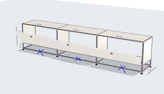 3x2 Module (3 doors / without front bar & back panel) [W(750+750+750)XD350XH(100+350)]
