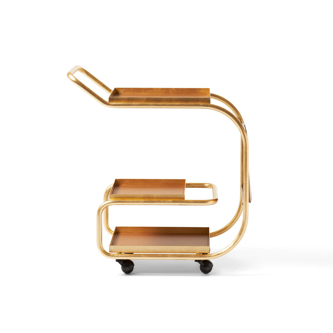 Zenzero - Steel And Regenerated Leather Food Trolley by Opinion Ciatti #Gold Leaf