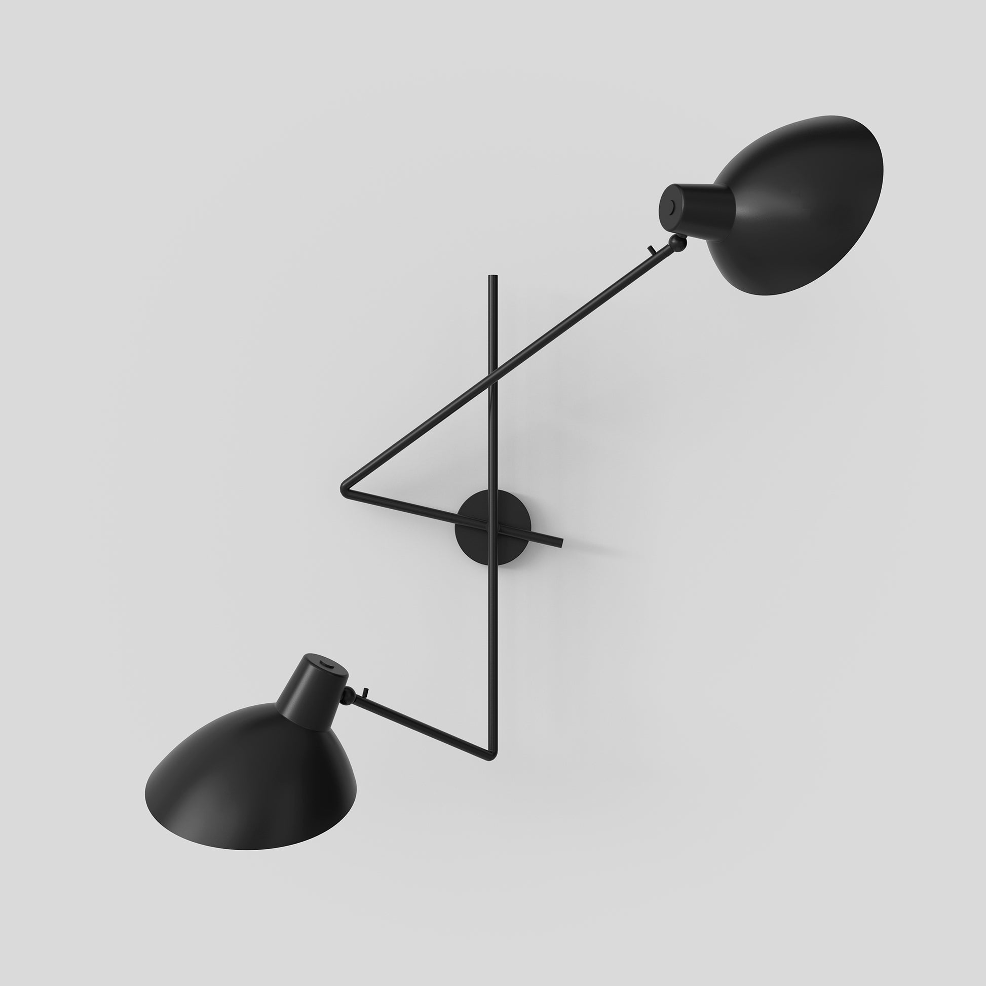 Wall Lamp Vv Cinquanta Twin by Astep #Black Mount / Black Reflectors