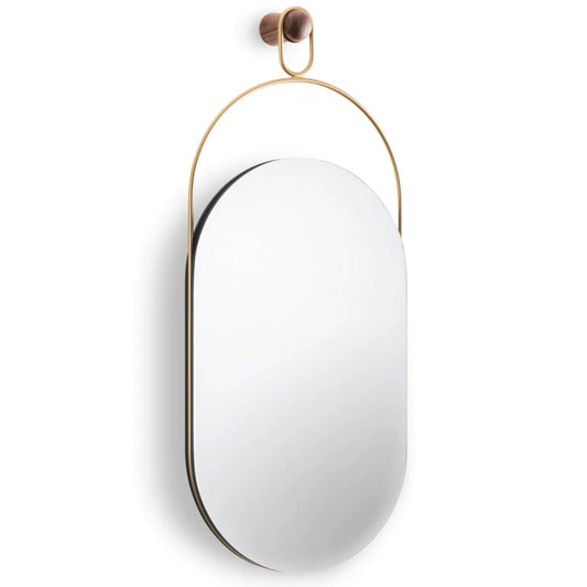 Link Mirror - Oval metal and wooden mirror
