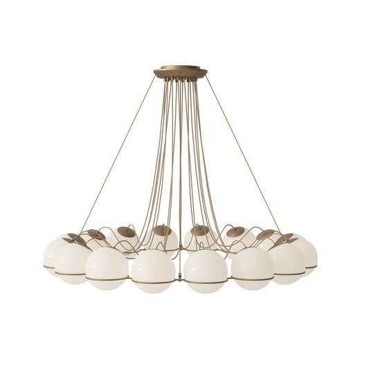 Suspension Lamp Model 2109/16/20 by Astep #16 Opaline Spheres (20cm Diameter) / Champagne Structure