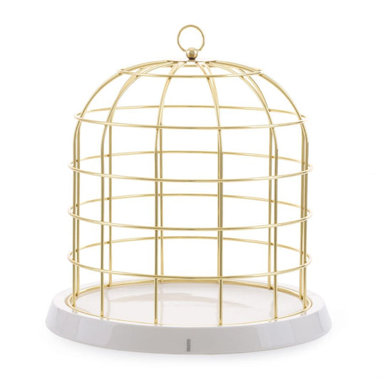 Metal and Porcelain Birdcage with base Twitable by Seletti #Gold
