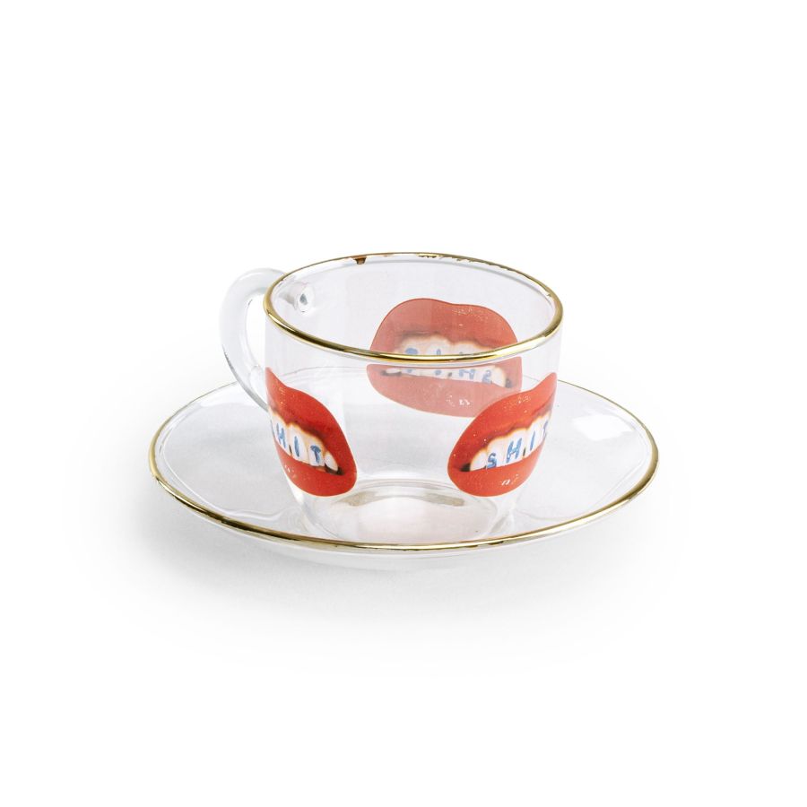 Borosilicate Glass coffee cup & saucer Shit by Seletti