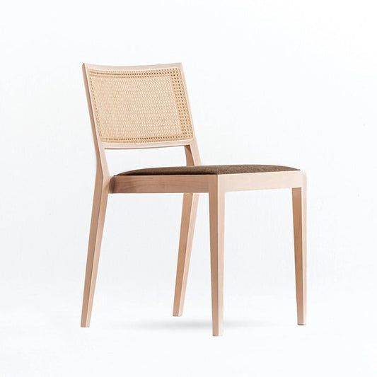 A CHAIR OUTSIDE THE CAGE - Beech chair with integrated cushion and cane backrest