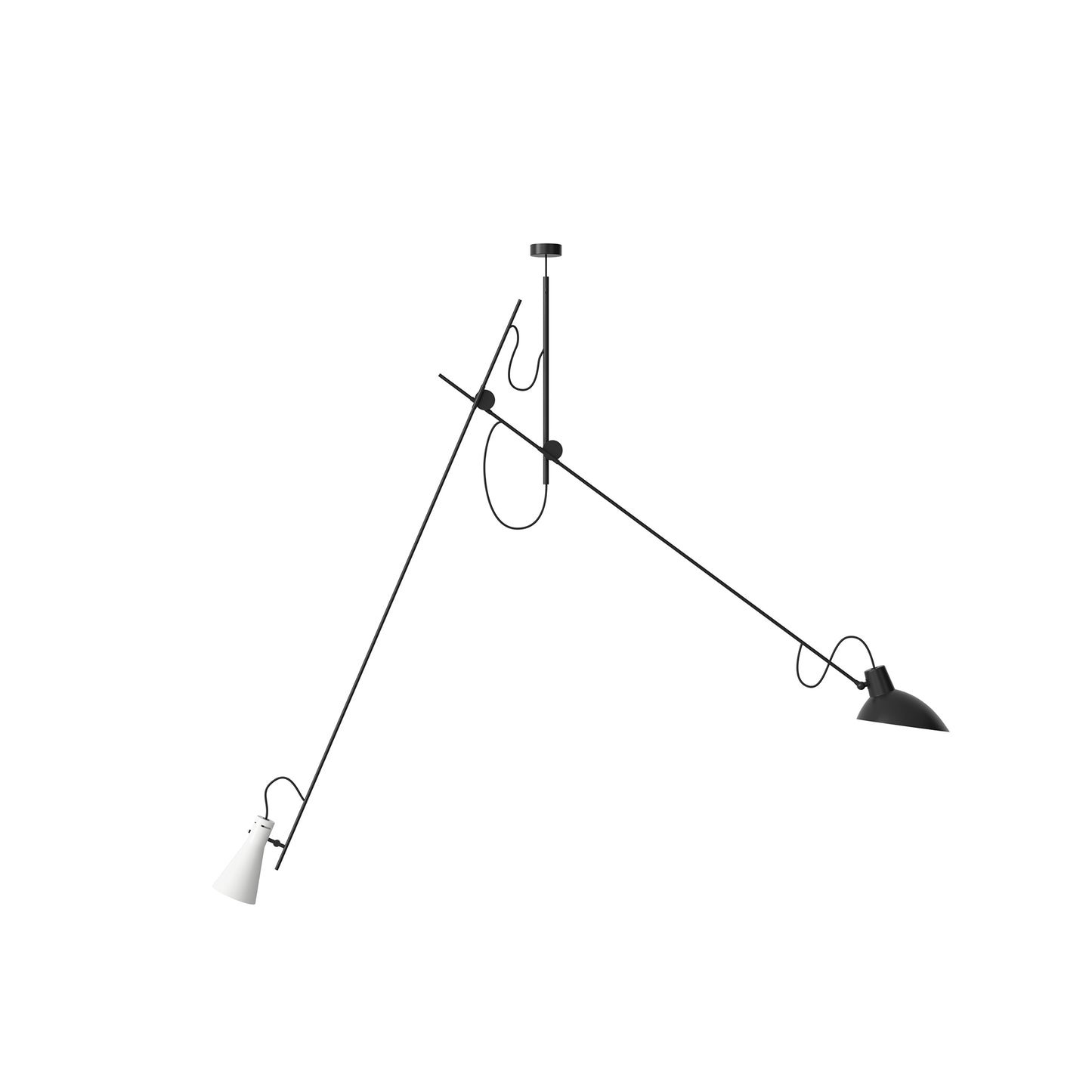Suspension Lamp VV Cinquanta by Astep #Black Structure / White and Black Reflectors