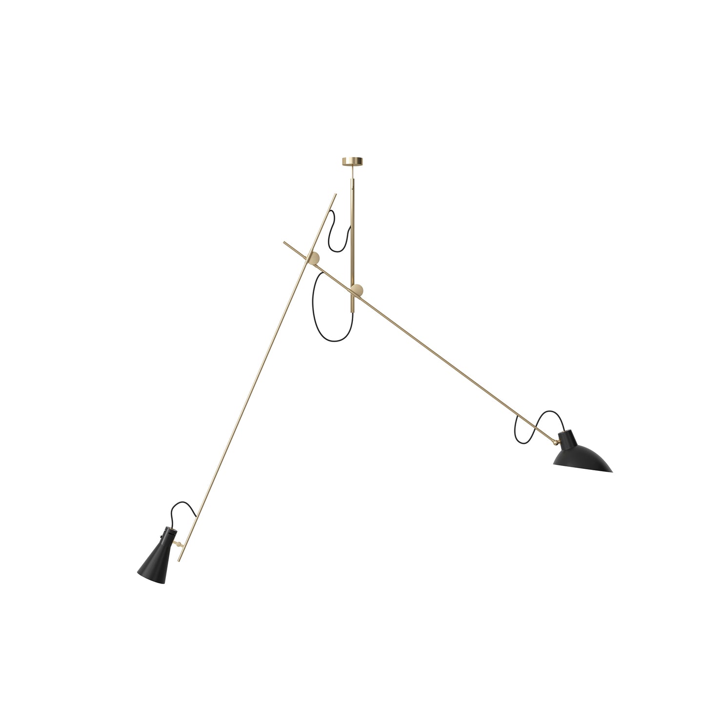 Suspension Lamp VV Cinquanta by Astep #Brass Structure / Black Reflectors