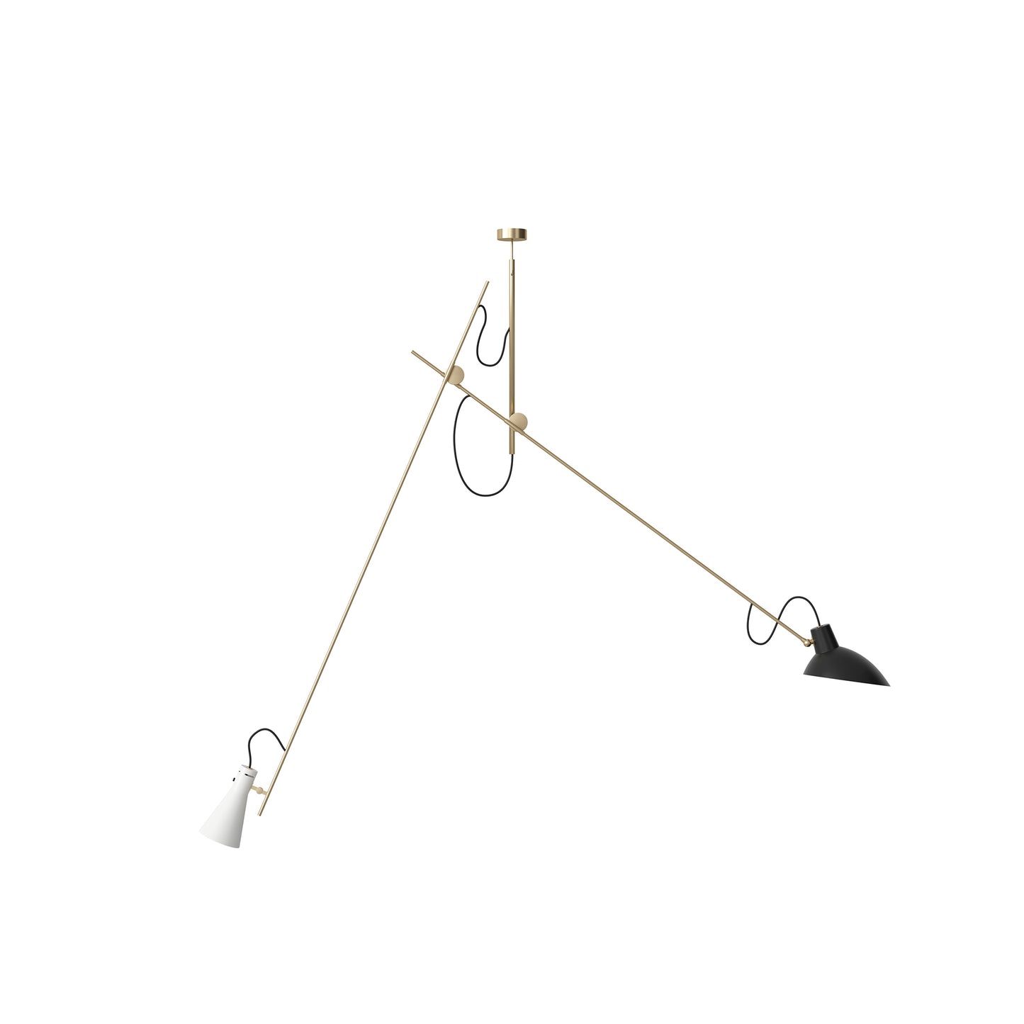Suspension Lamp VV Cinquanta by Astep #Brass Structure / Black and White Reflectors