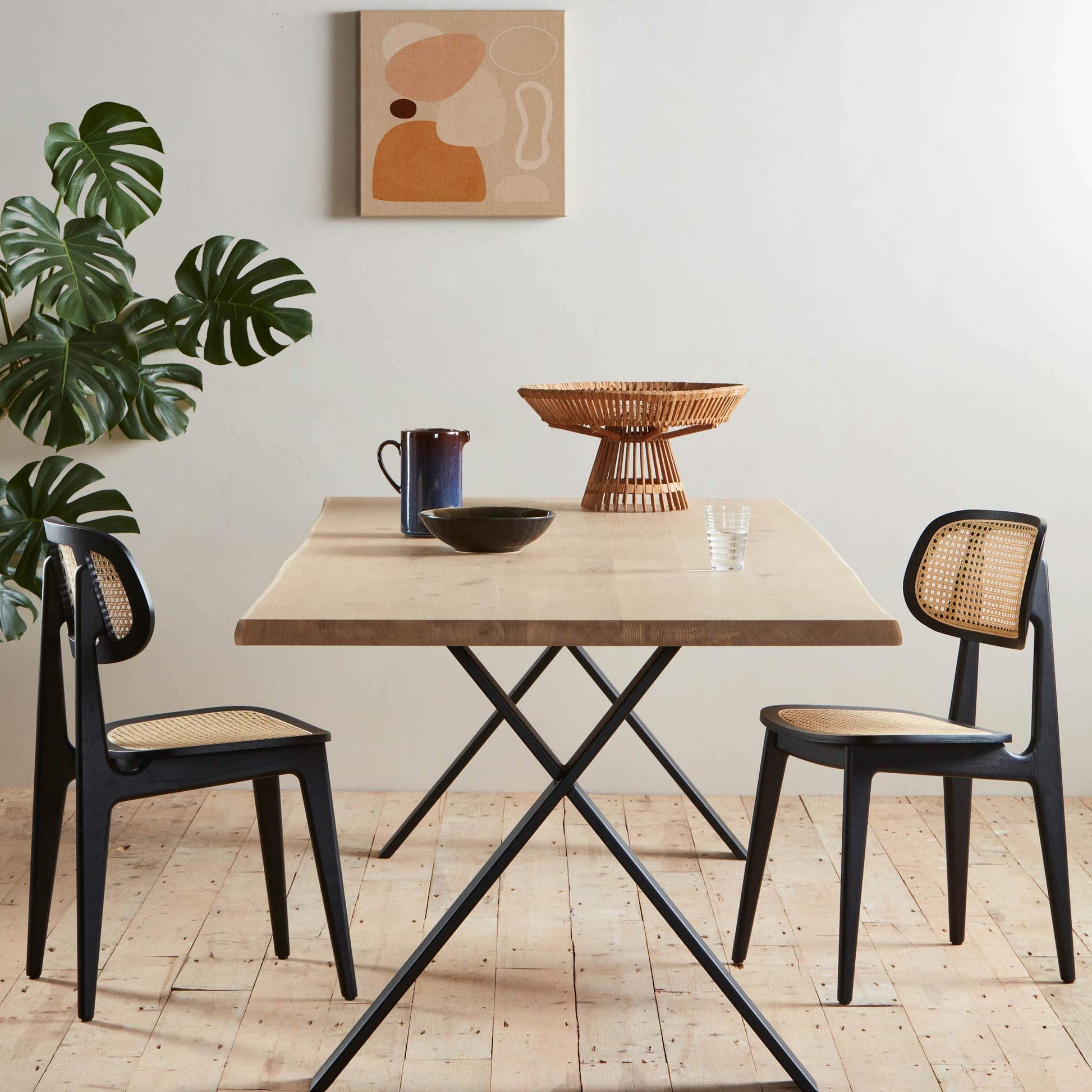 wooden dining chair with Woven Cane seat Titus by Vincent Sheppard #Black stained oak