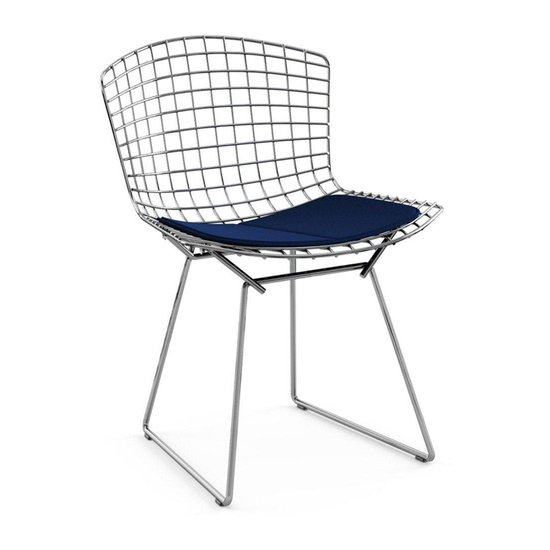 Bertoia Side Chair - Steel Chair with Fabric Seat Cushion