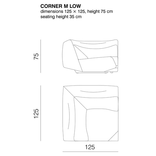ABSENT - Modular fabric sofa (Module - Corner M Low / Upholstery Material - Category 600 | Uniform Melange)
