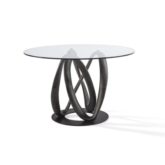 INFINITY - Round Table (Dimension - Ø 150 / Base Finish - Chrome Plated Metal / Tabletop Material - Glass)