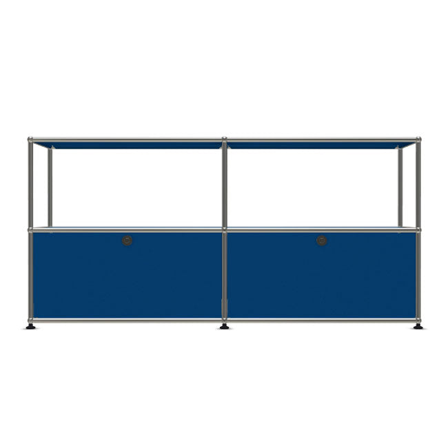 2x2 Modular Metal Sideboard with 2 bottom doors & 1-1 pannel [W(750+750)XD350XH(350+350)] by Usm #Gentian Blue [RAL 5010]