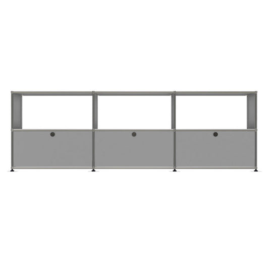 3x2 Modular Metal Sideboard with 3 bottom doors & 3-2-2 pannel [W(750+750+750)XD350XH(350+350)] by Usm #USM Matte Silver