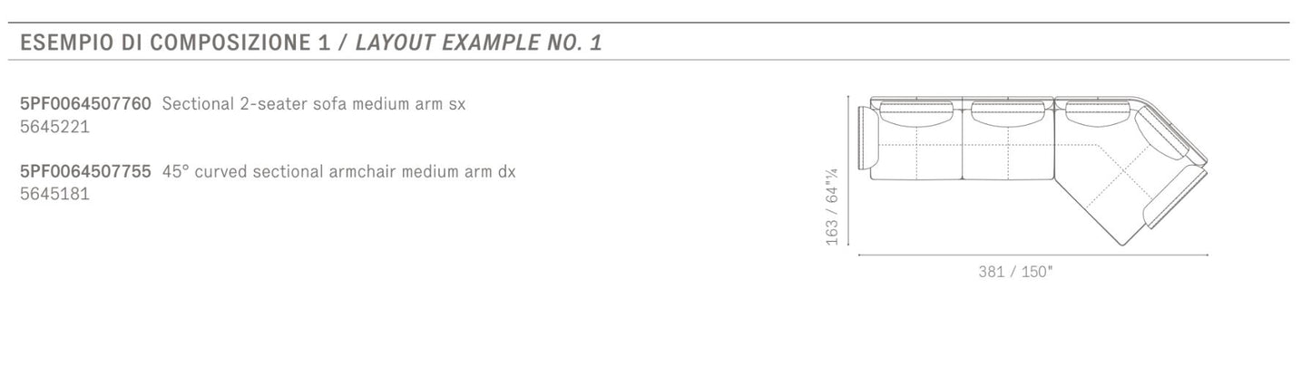 GET BACK - Sectional leather and fabric sofa - composition 1