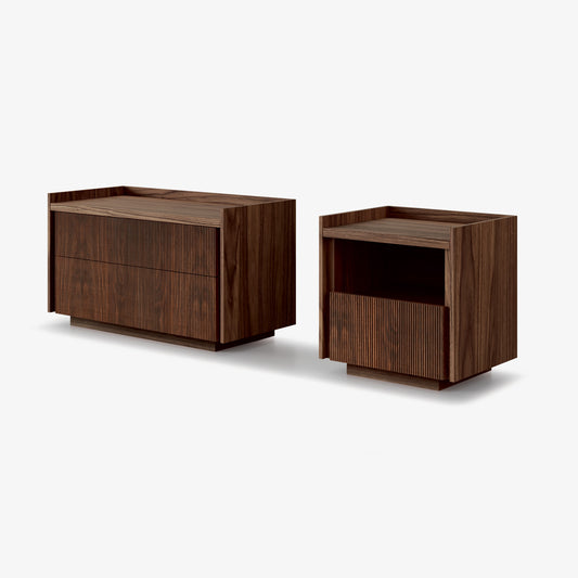 Revo - Rectangular wooden bedside table with drawers