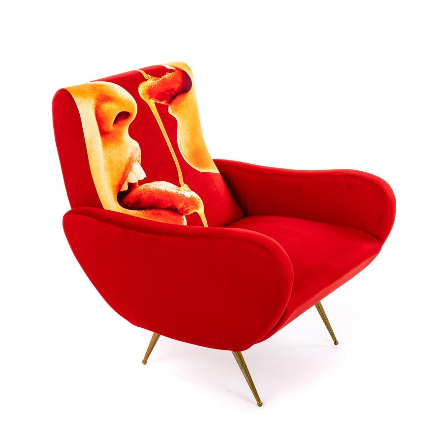 Fully Upholstered Fabric Armchair Honey by Seletti