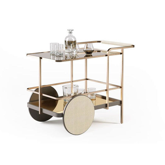 CONVIVIER - Metal and antelio glass food trolley