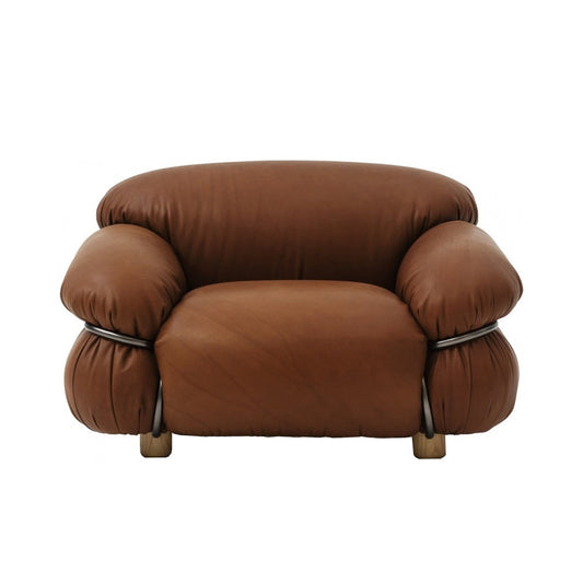 SESANN - Leather Armchair with Armrests (Upholstery Option: Aniline Leather)