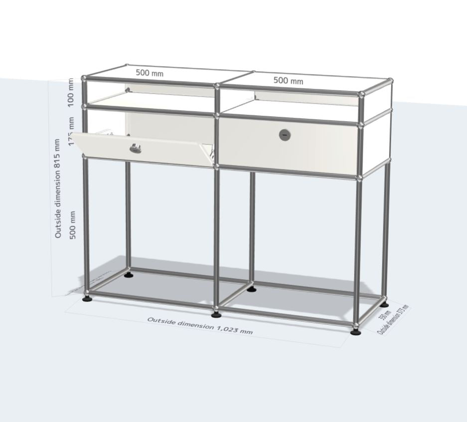 2x3 module highboard (2 drop down doors) [W(500+500)XD350XH(500+175+100)]