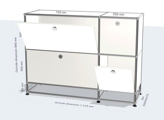 (커스텀) 2x3 모듈 사이드보드 (4 도어) [W1100XD350XH(100+350+350)]