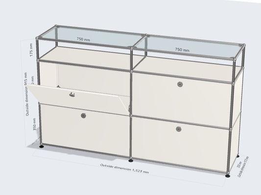 2x3 Modular Metal Highboard with 4 bottom doors & 1-1 Pannels [W(750+750)XD350XH(350+350+175)]