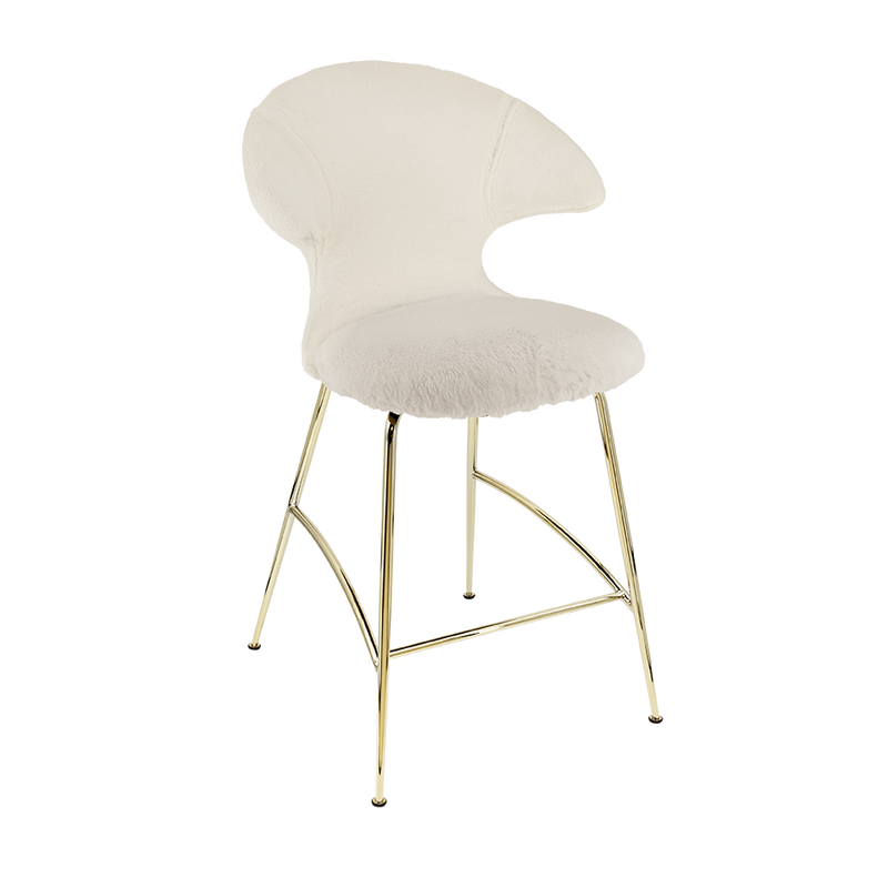 Time Flies Upholstered Counter Stool by Umage #Teddy White / Brass