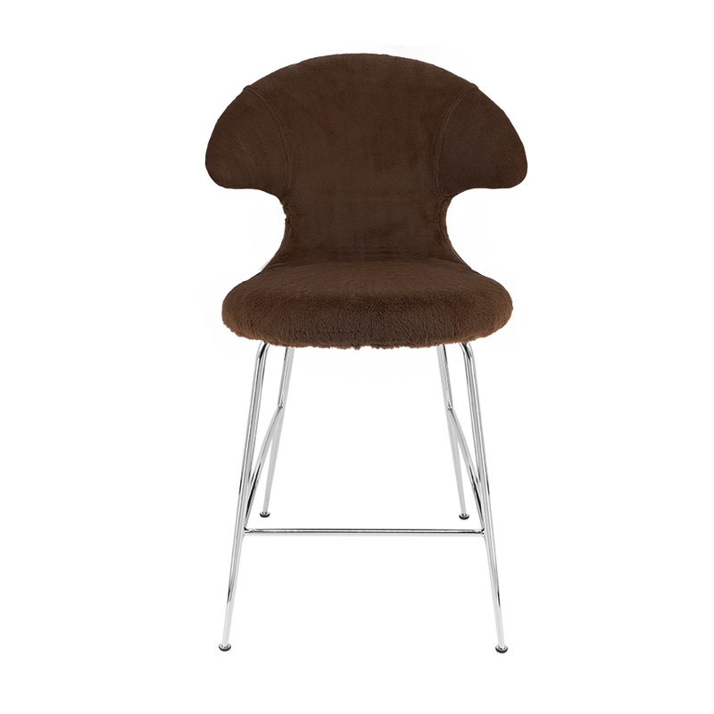 Time Flies Upholstered Counter Stool by Umage #Teddy Brown / Chrome